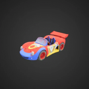 Whimsical Cartoon-Style Racing Car