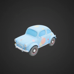 Charming Cartoon-Style Retro Car