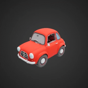 Cartoon-Style Retro Car