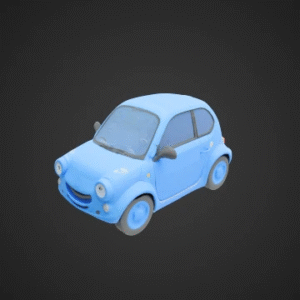 Bubbly Blue Cartoon Car